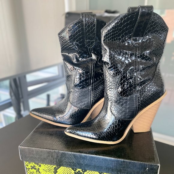 Cowboy Black Women Boots Perfect Condition - Picture 5 of 5